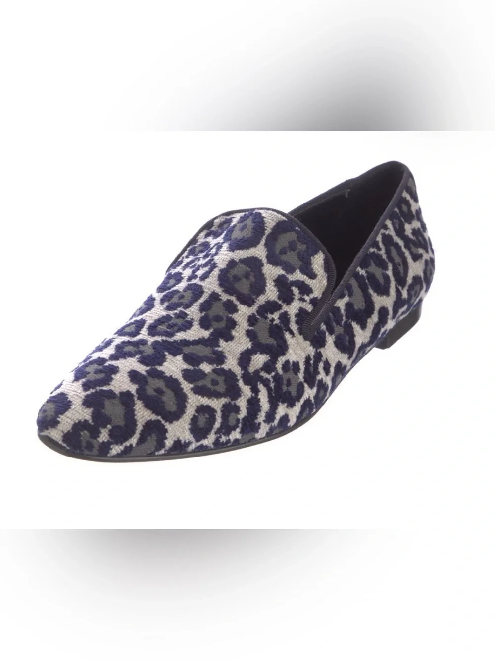 Stella McCartney Blue and Gray Leopard Jacquard Loafers
